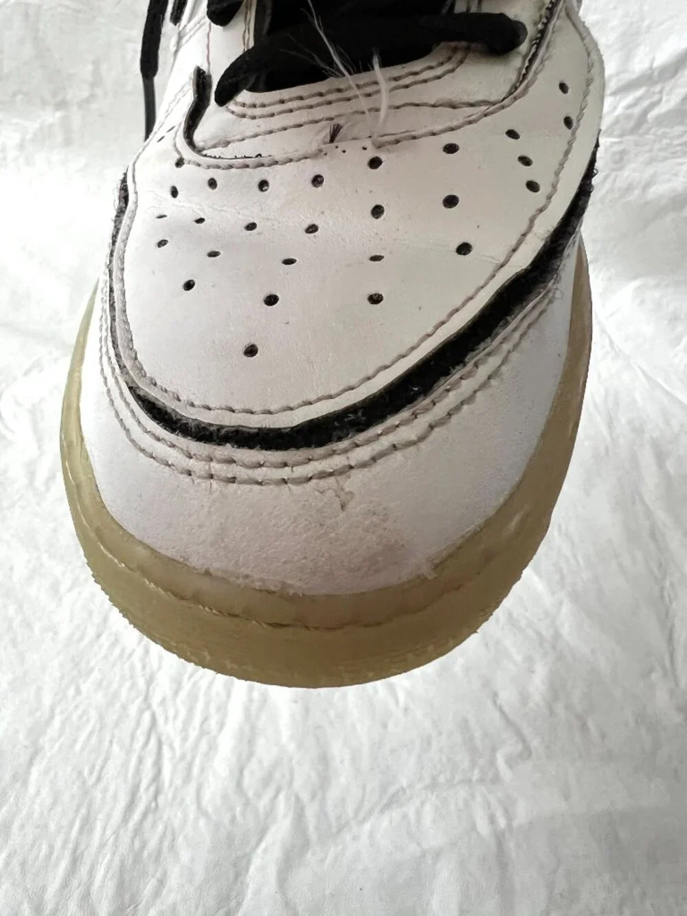 Nike Air Force 1/1 Low AF1 Mix White leather GS 6.5Y sneakers silver black holo